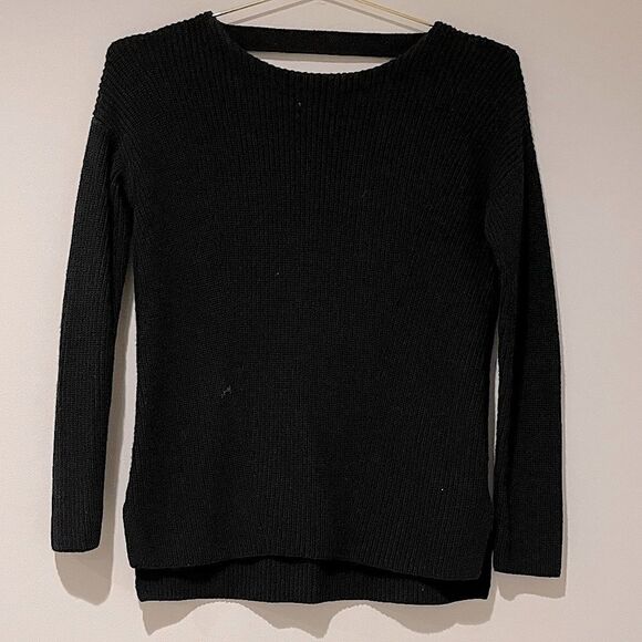 EUC Banana Republic Collection Black Merino Wool Sweater Open Back Sz. XS - Picture 1 of 6
